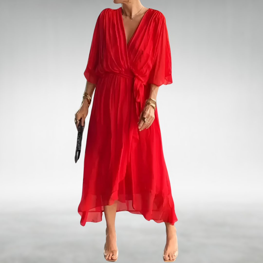 Presley | Elegant maxi dress with V neck and tie waist