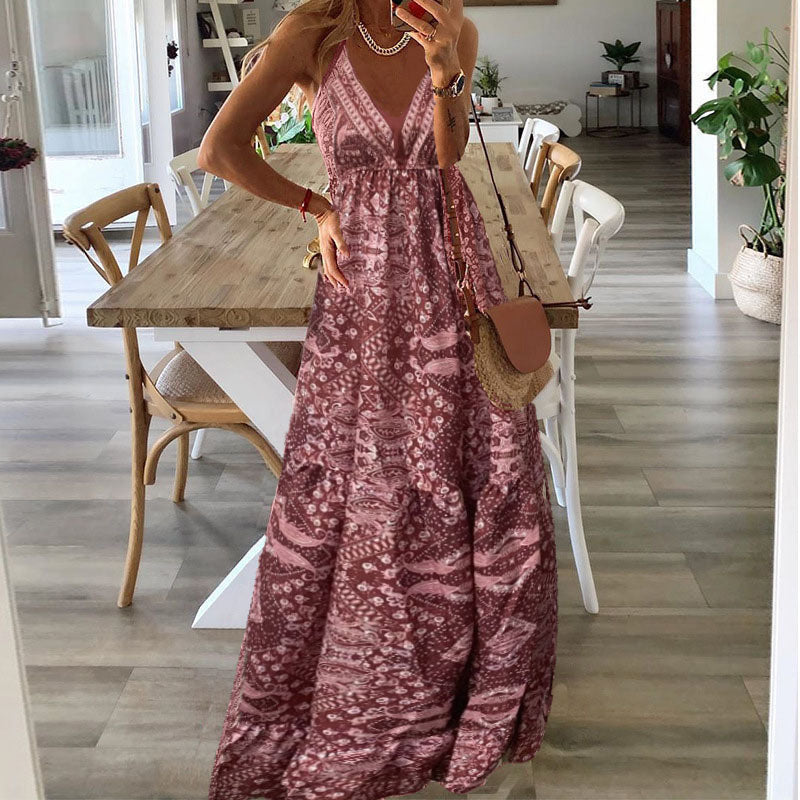Audrey | Women’s Maxi Dress with Boho Printed V Neck
