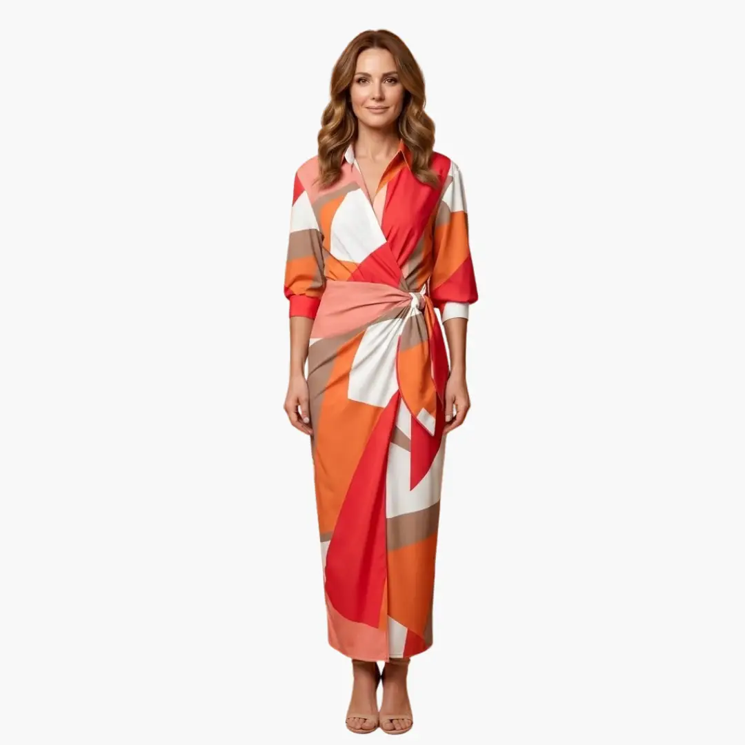 Isabella | Women’s Shirt Maxi Dress with Striped Made of Cotton
