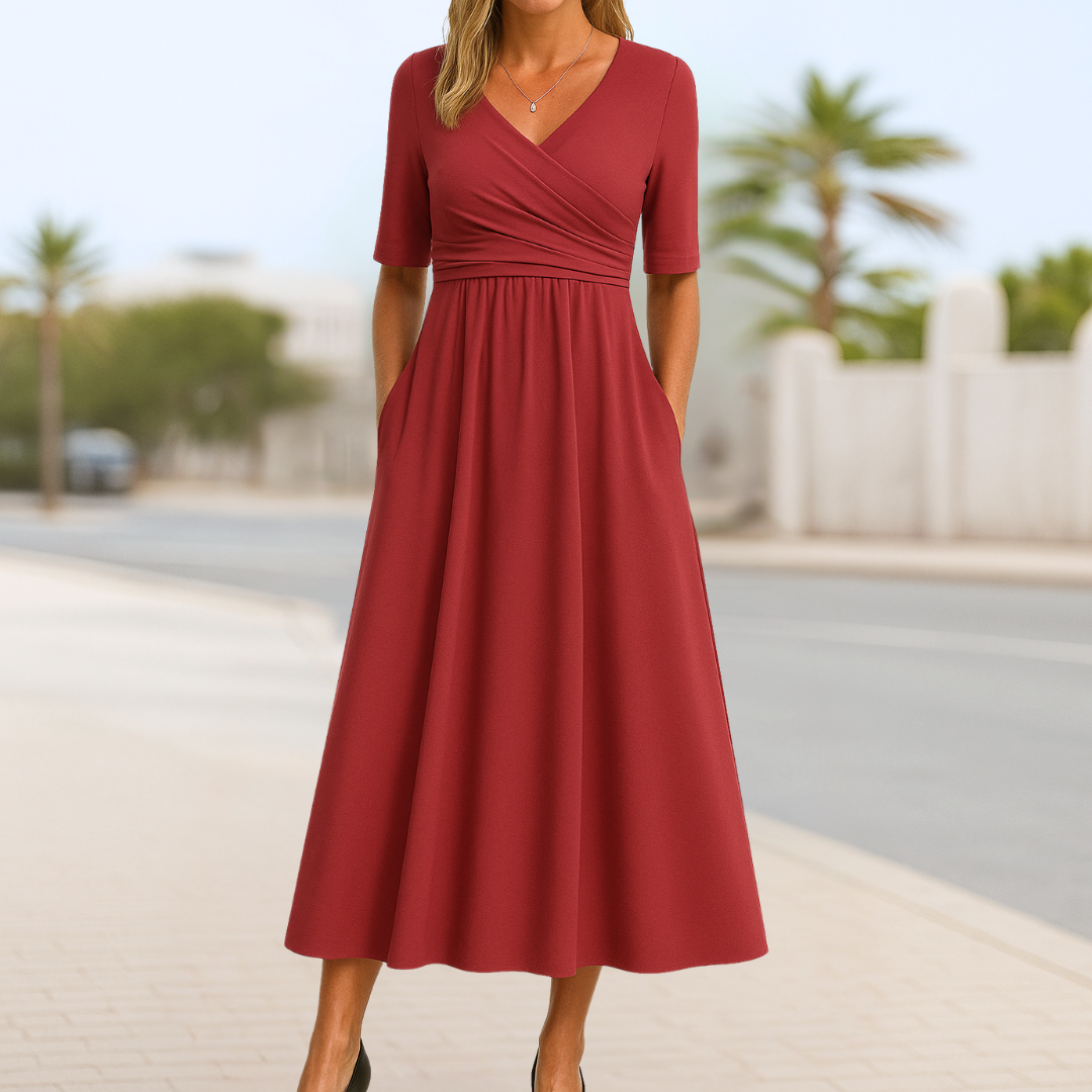 Karissa | Women's elegant summer V neck midi dress