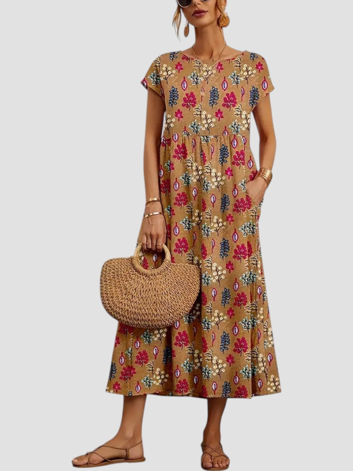 Josephine | Women's printed midi dress with pockets