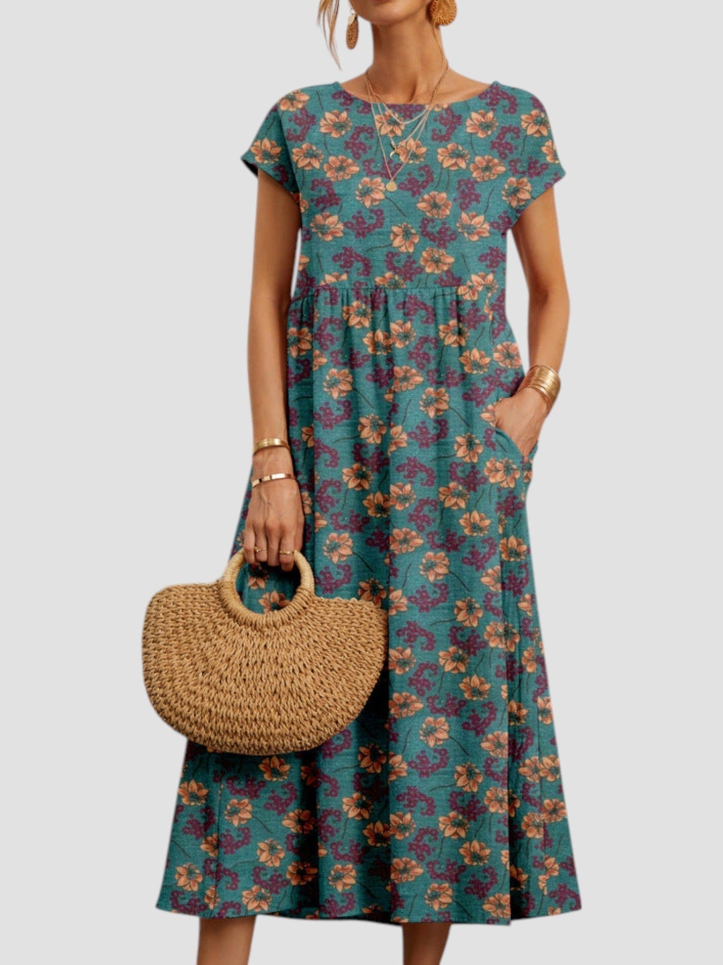 Josephine | Women's printed midi dress with pockets