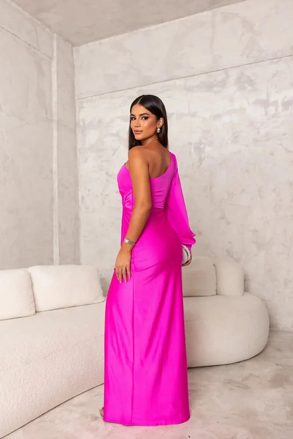Brielle | Maxi dress with one shoulder draped slit