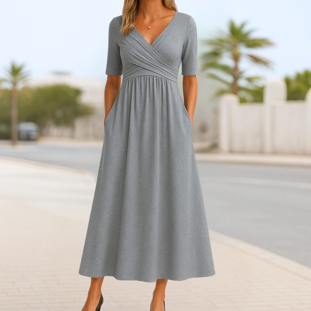 Karissa | Women's elegant summer V neck midi dress