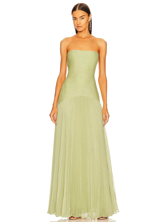 Nicolette | Women’s strapless pleated maxi dress for wedding guest