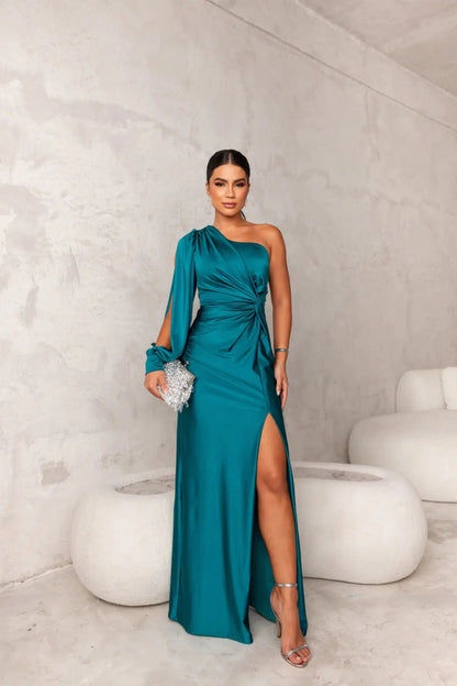 Brielle | Maxi dress with one shoulder draped slit