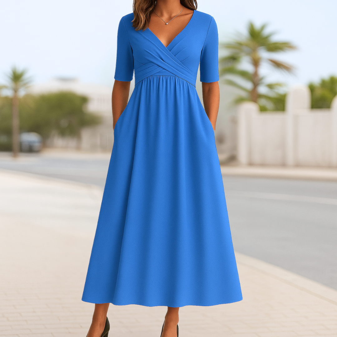 Karissa | Women's elegant summer V neck midi dress