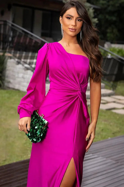 Brielle | Maxi dress with one shoulder draped slit