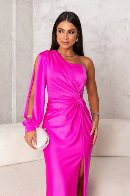 Brielle | Maxi dress with one shoulder draped slit