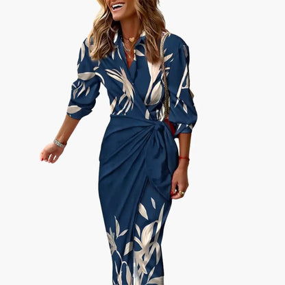 Isabella | Women’s Shirt Maxi Dress with Striped Made of Cotton