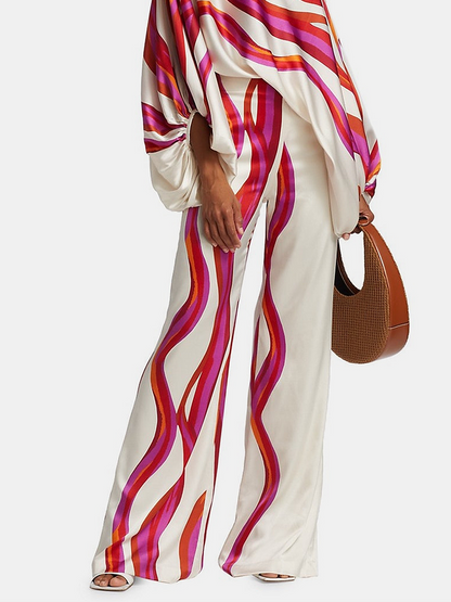 Elspeth | Two piece printed set with off shoulder top wide leg pants