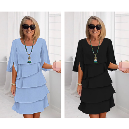 Celestine | Women’s chic layered dress with soft puff sleeves