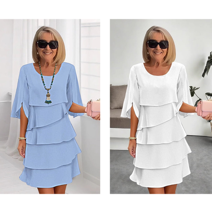Celestine | Women’s chic layered dress with soft puff sleeves