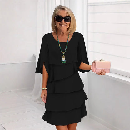 Celestine | Women’s chic layered dress with soft puff sleeves