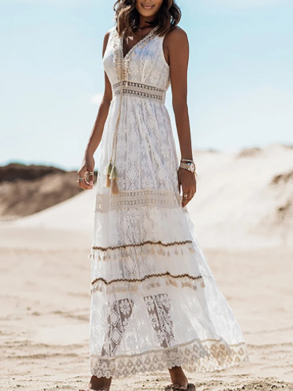 Grace | Women’s Maxi Dress with Boho Sleeveless V Neck