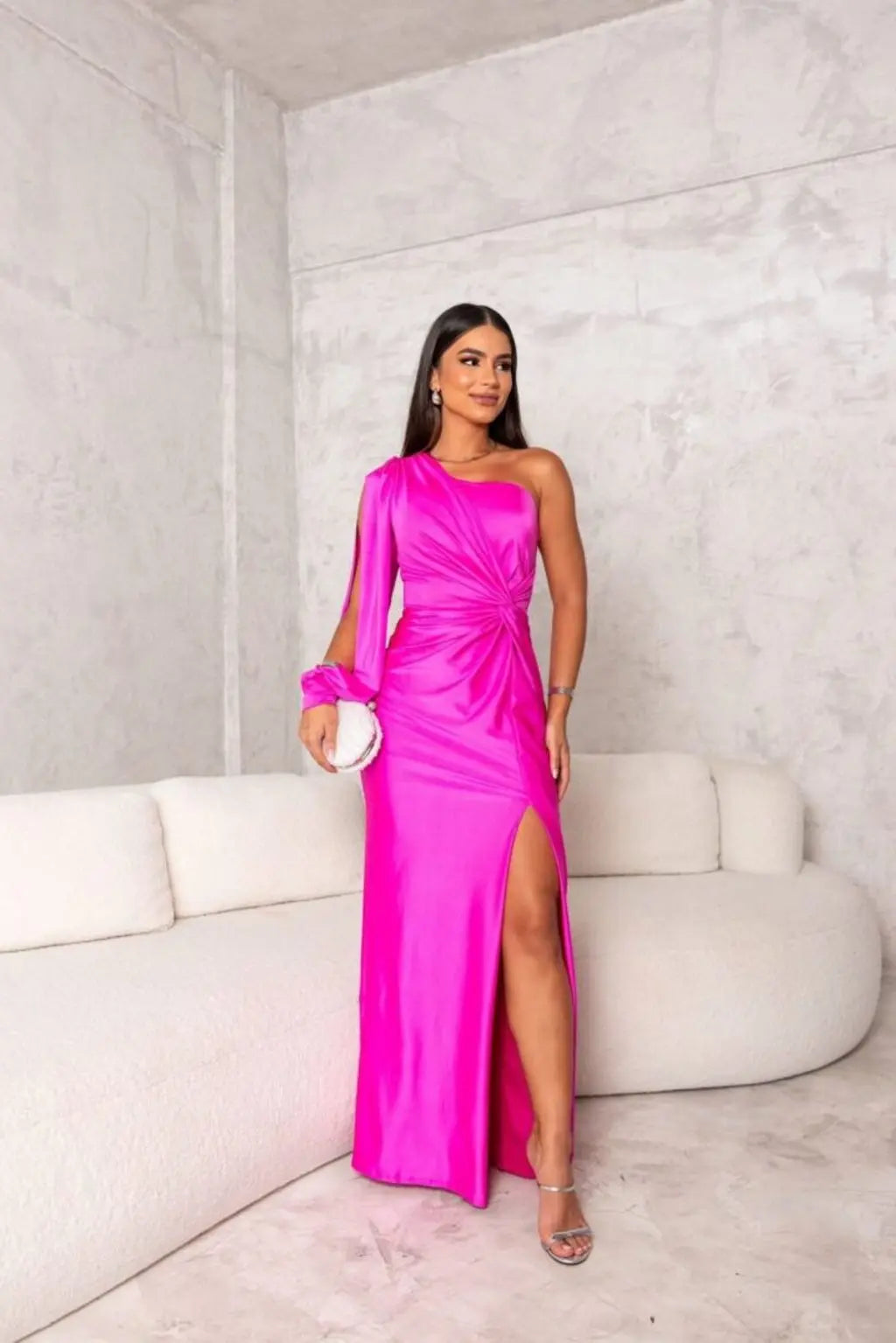 Brielle | Maxi dress with one shoulder draped slit