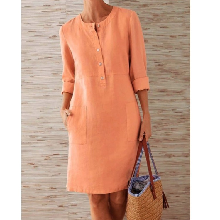 Sylvette | Women’s shift dress with button front side pockets