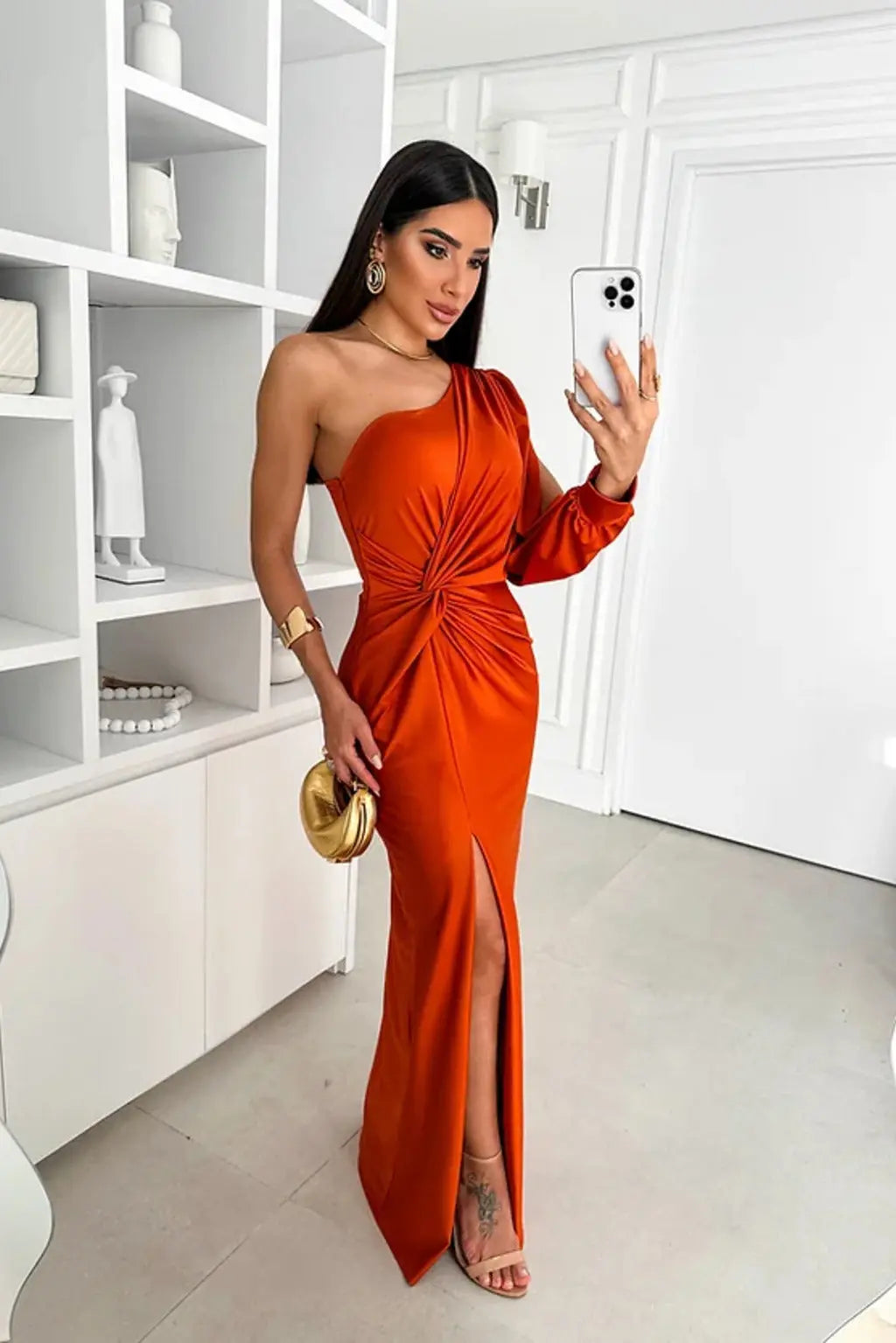 Brielle | Maxi dress with one shoulder draped slit
