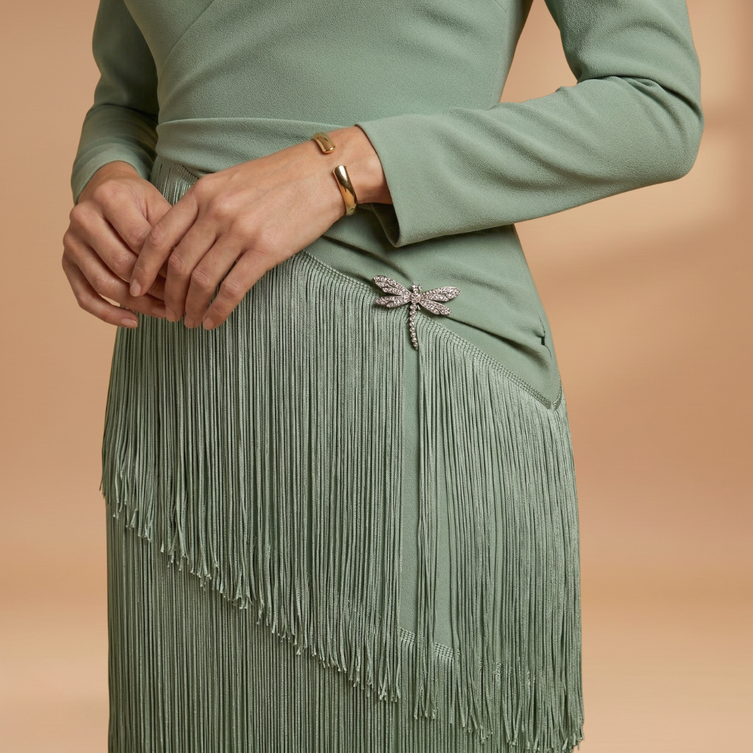Colette | Women's V neck banquet dress with tassel hem