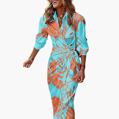 Isabella | Women’s Shirt Maxi Dress with Striped Made of Cotton