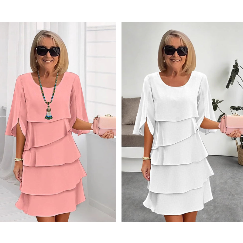 Celestine | Women’s chic layered dress with soft puff sleeves