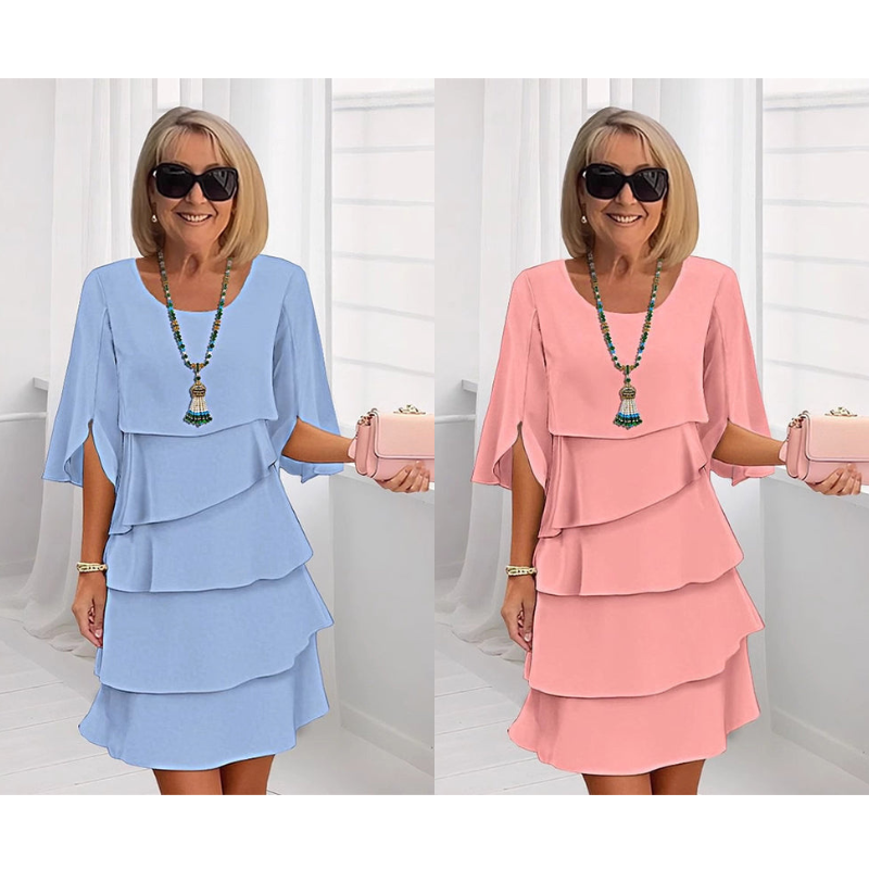 Celestine | Women’s chic layered dress with soft puff sleeves
