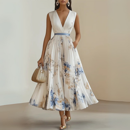 Lorelei | Women's pleated sleeveless midi wedding guest dress