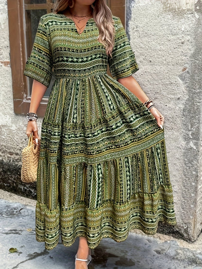 Hailey | Women’s Flowy Midi Dress with Boho Printed
