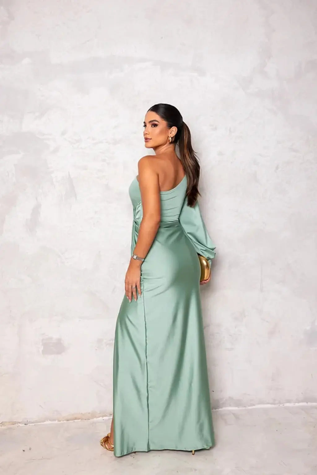 Brielle | Maxi dress with one shoulder draped slit
