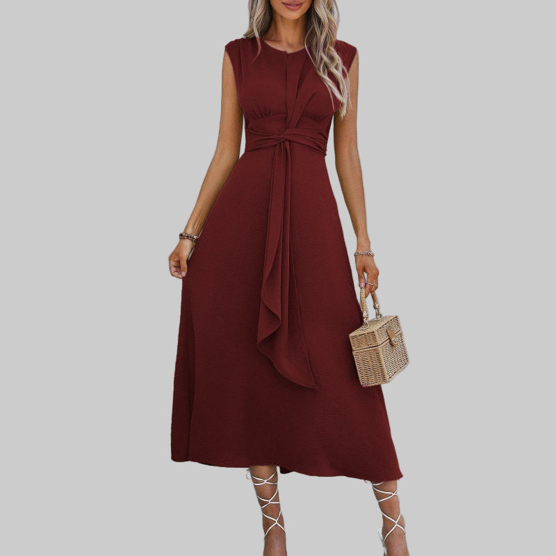 Leah | Women’s Midi Dress with Sleeveless Belted A Line
