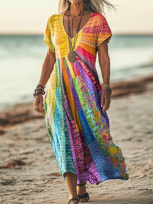 Ondine | Maxi printed dress with long sleeves relaxed fit