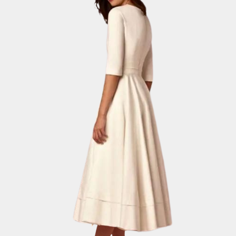 Brianna | Women’s Elegant  A-Line Midi Dress with V Neck