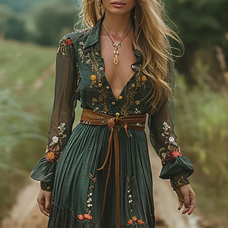 Bailey | Bohemian floral maxi dress with embroidered details