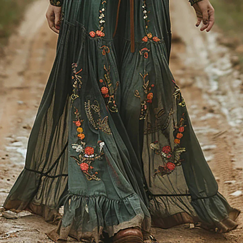 Bailey | Bohemian floral maxi dress with embroidered details