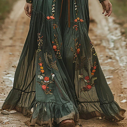 Bailey | Bohemian floral maxi dress with embroidered details