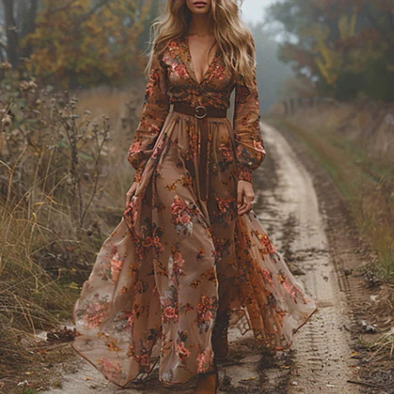 Bailey | Bohemian floral maxi dress with embroidered details
