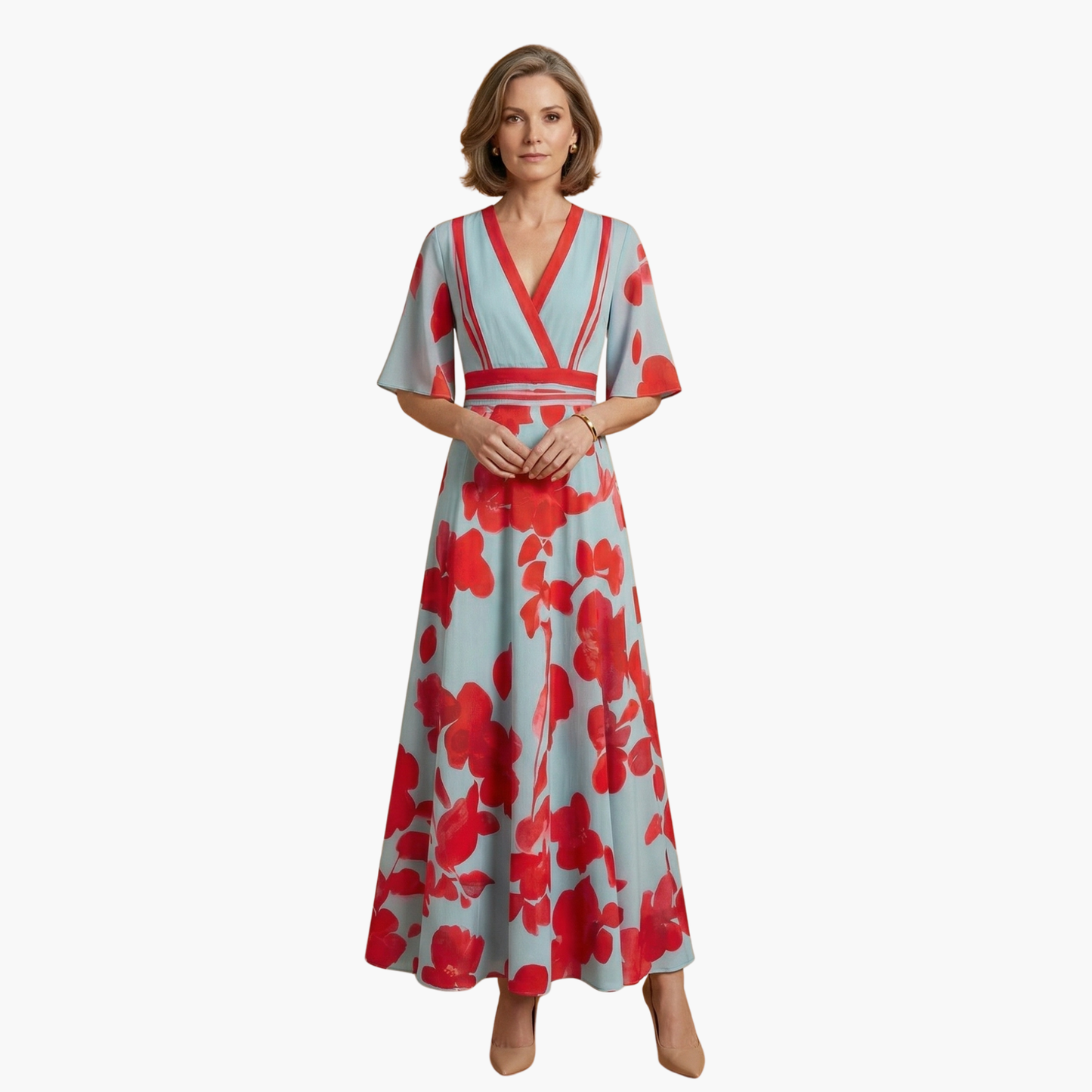 Chloe | Women’s Floral Dress with V Neck Elegant Long