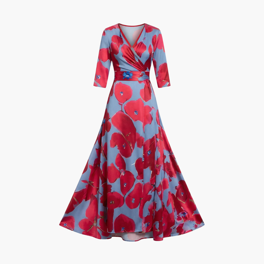 Chloe | Women’s Floral Dress with V Neck Elegant Long