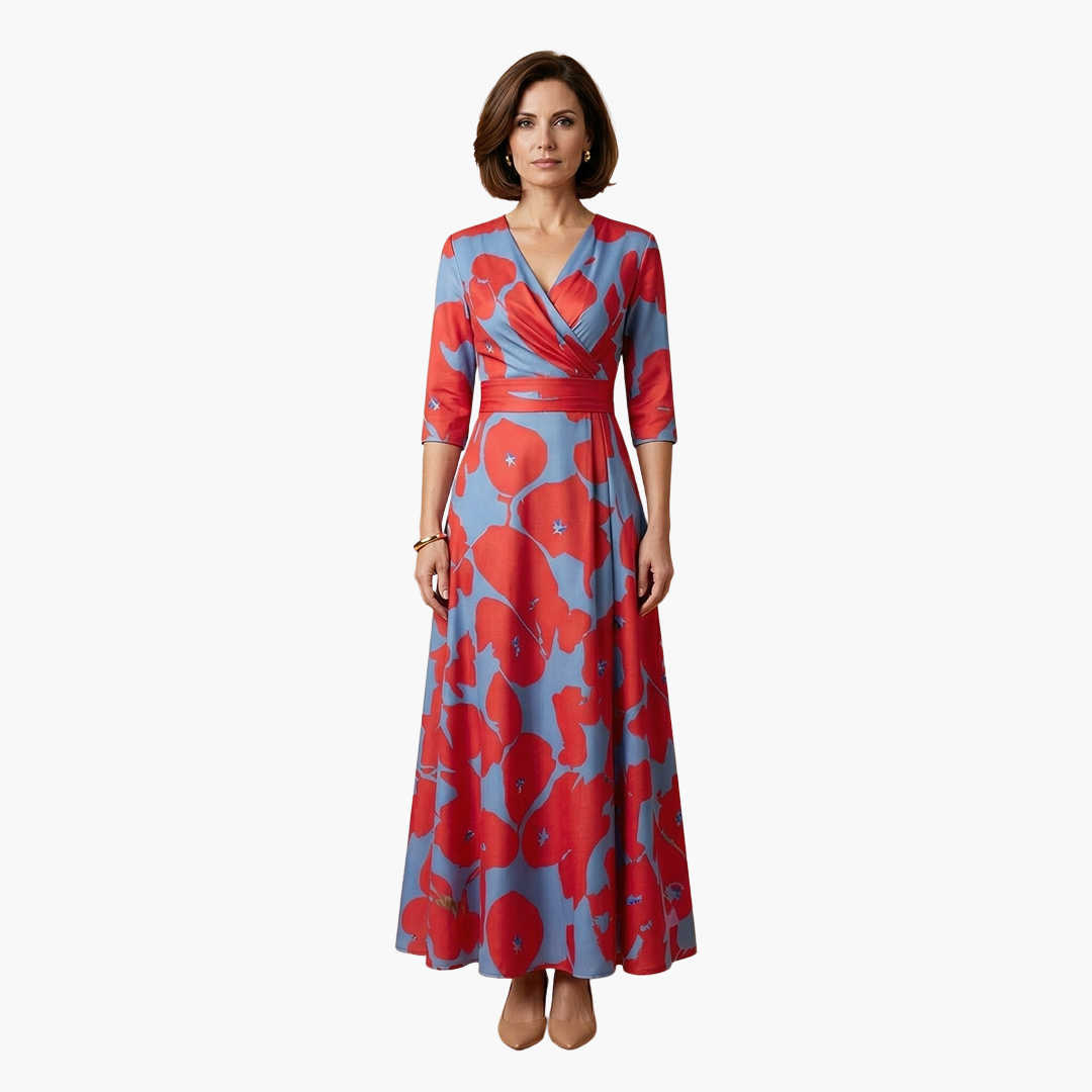 Chloe | Women’s Floral Dress with V Neck Elegant Long