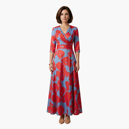 Chloe | Women’s Floral Dress with V Neck Elegant Long