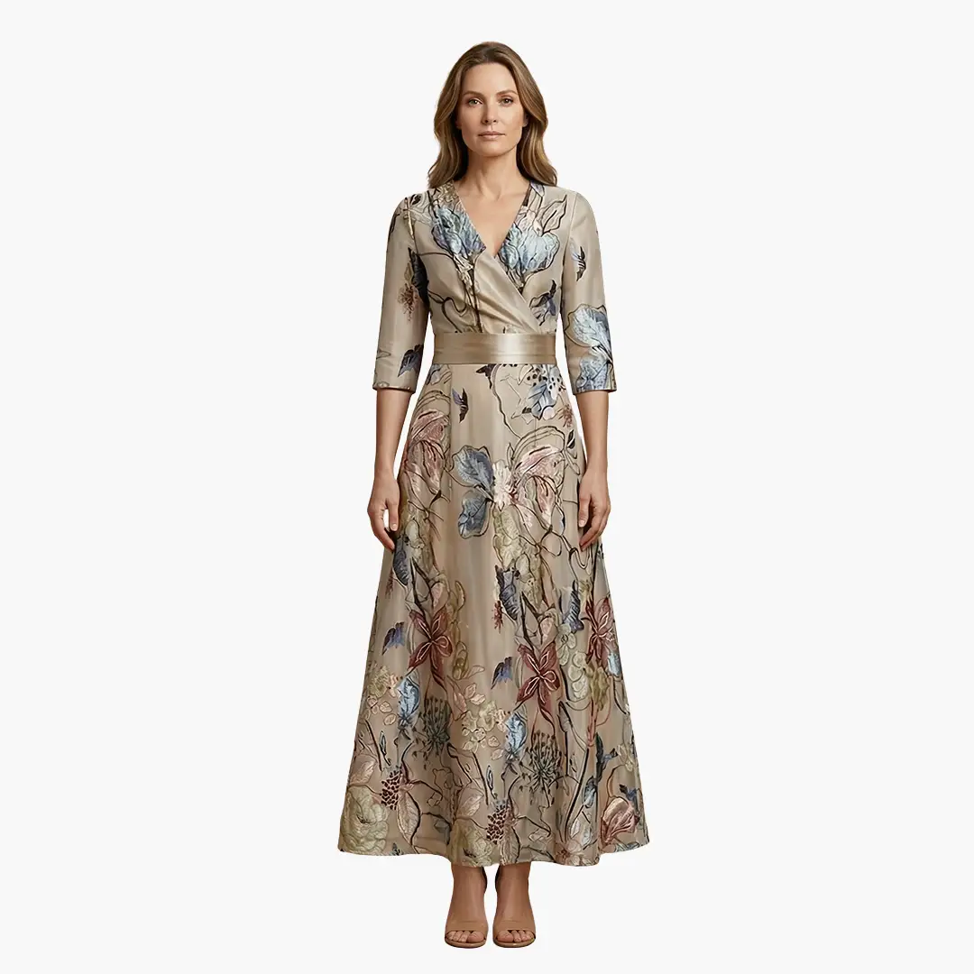 Chloe | Women’s Floral Dress with V Neck Elegant Long