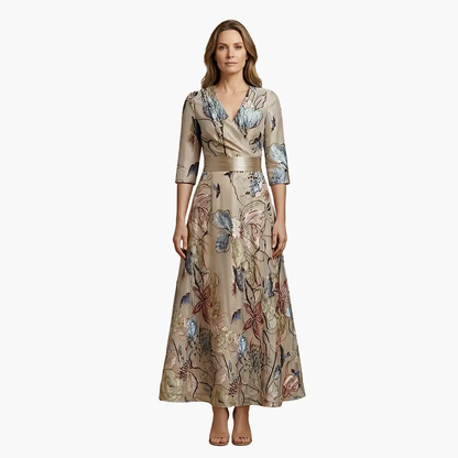 Chloe | Women’s Floral Dress with V Neck Elegant Long