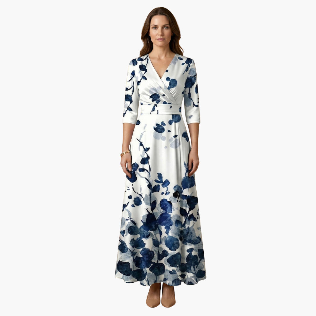 Chloe | Women’s Floral Dress with V Neck Elegant Long