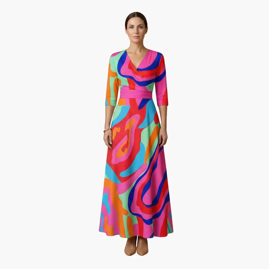 Chloe | Women’s Floral Dress with V Neck Elegant Long