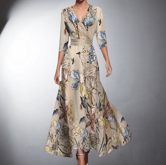 Meredith | Women's floral V neck midi summer dress