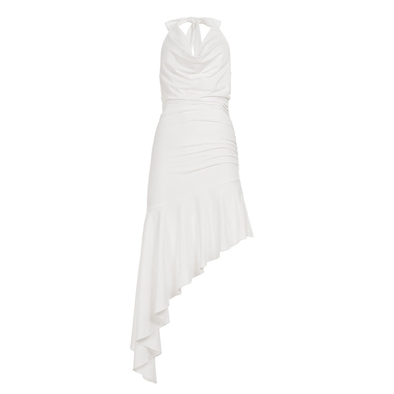 Ingrid | Elegant one shoulder maxi dress with ruffle hem