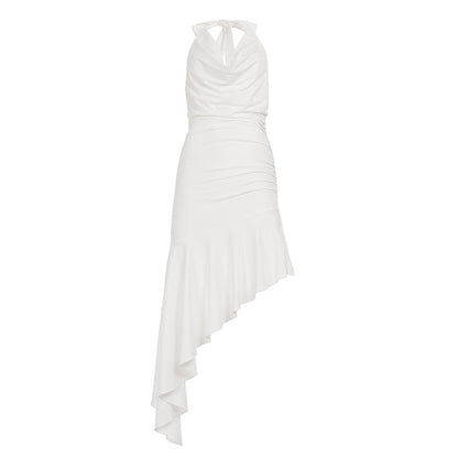 Ingrid | Elegant one shoulder maxi dress with ruffle hem
