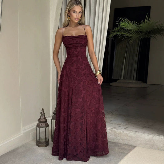 Emily | Women’s Maxi Dress with Floral Lace Appliqués