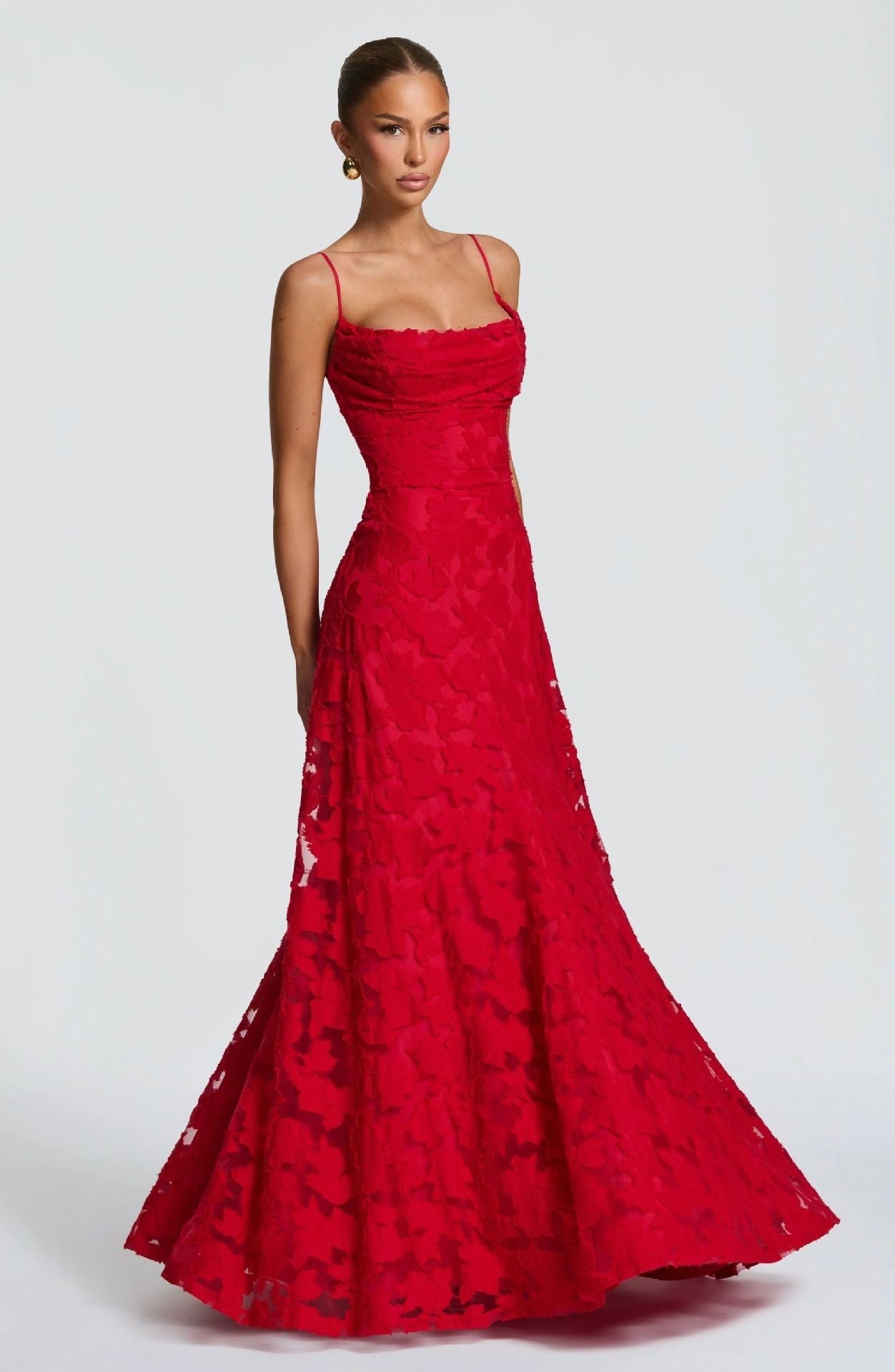 Emily | Women’s Maxi Dress with Floral Lace Appliqués