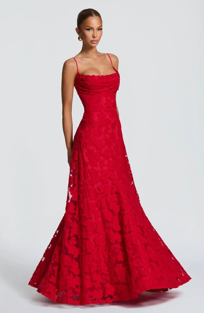 Emily | Women’s Maxi Dress with Floral Lace Appliqués